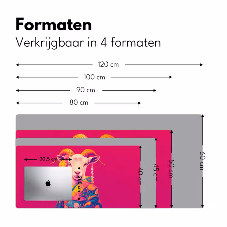 Geit - Hoorns - Kimono - Kleurrijk Muismat XXL klein -sfeer5