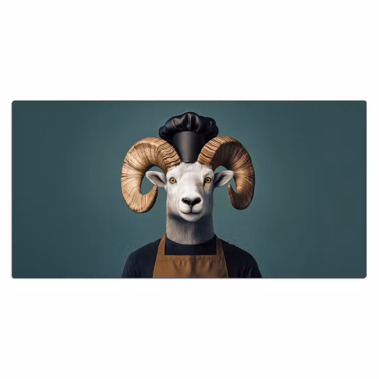 Geit - Hoorns - Kokskleding Muismat XXL klein -3d_leeg