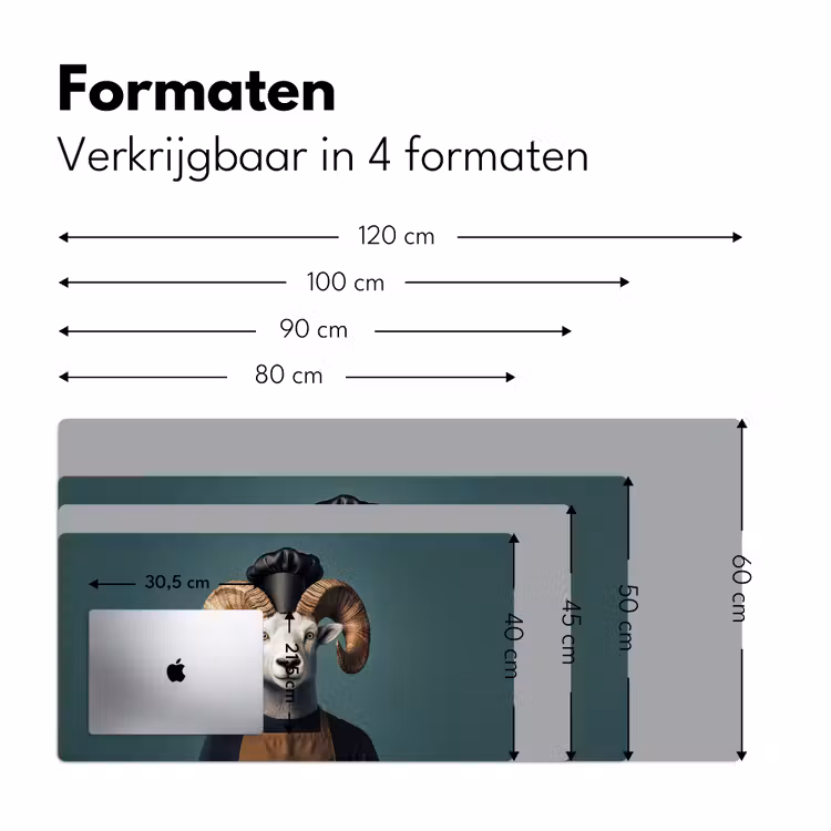 Geit - Hoorns - Kokskleding Muismat XXL klein -sfeer5