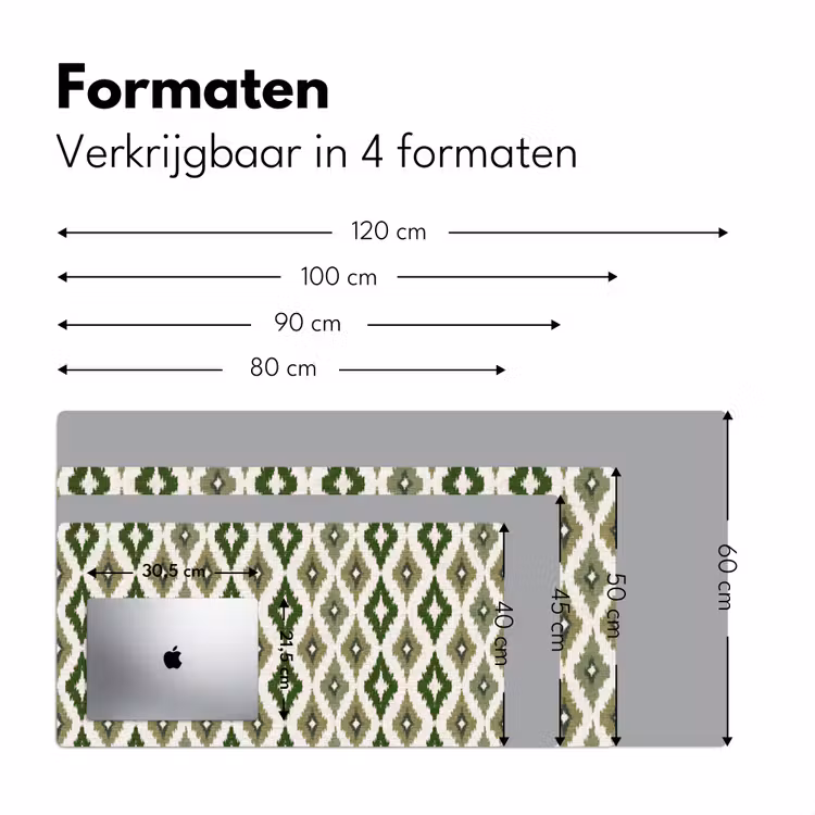 Geografisch - Ruitmotief - Groen Muismat XXL klein 681 -sfeer5