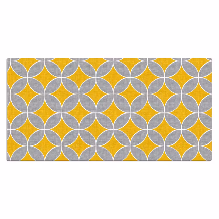 Geometrisch - Cirkels - Textuur - Grijs - Geel Muismat XXL klein 681 -3d_leeg