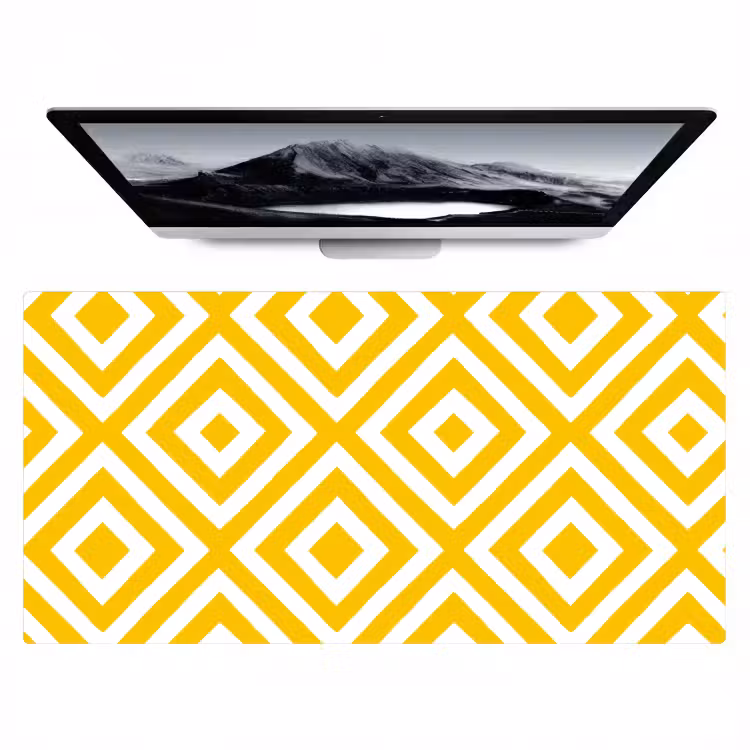 Geometrisch - Lijnen - Modern - Geel - Wit Muismat XXL klein 681 -zzz3d