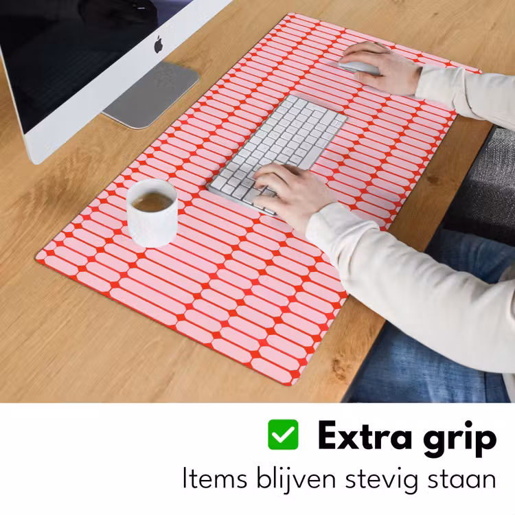 Geometrisch - Minimalistisch - Rood - Roze Muismat XXL klein 681 -sfeer3