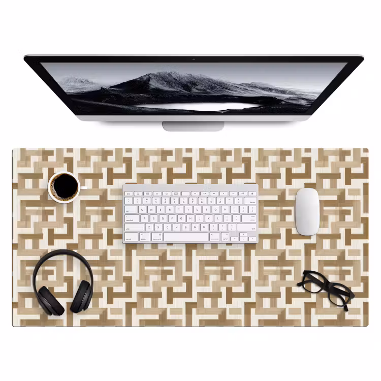 Geometrisch - Retro - Bruin Muismat XXL klein 681 -3d