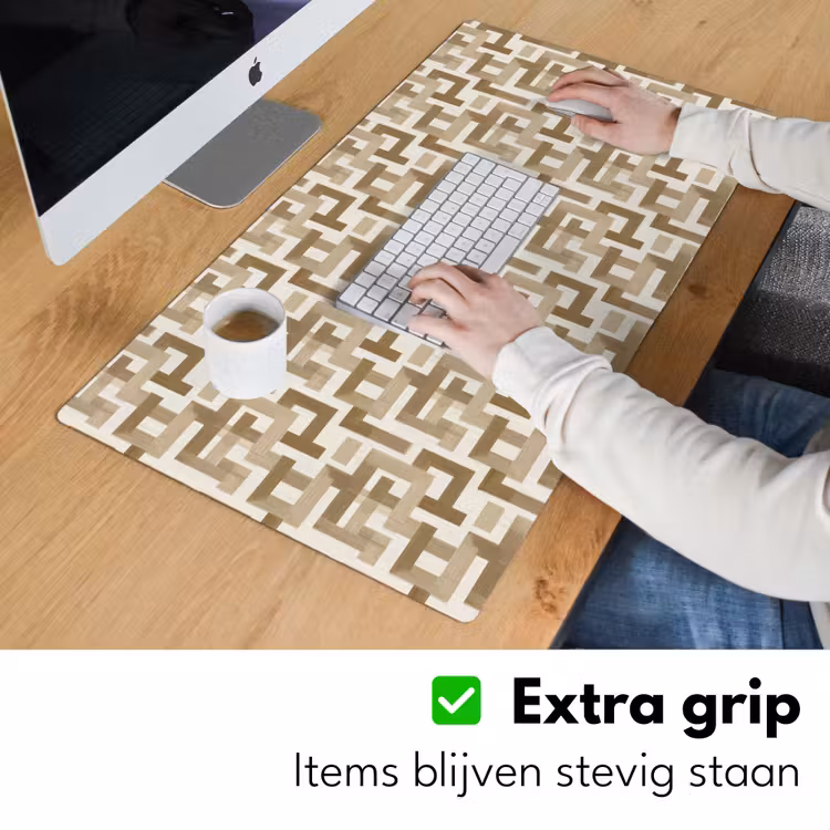 Geometrisch - Retro - Bruin Muismat XXL klein 681 -sfeer3