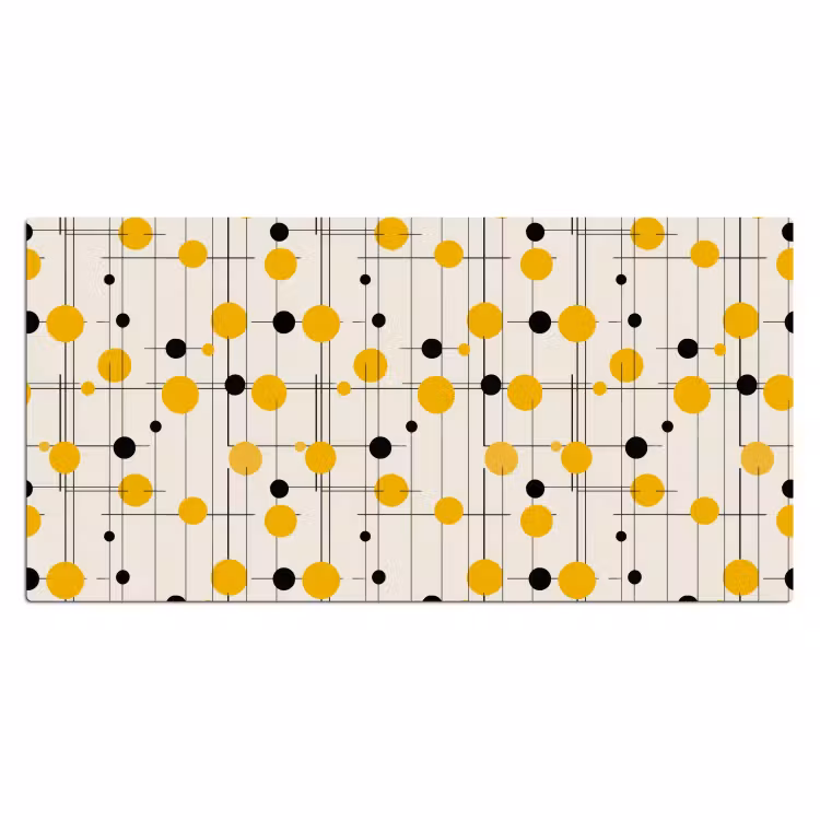 Geometrisch - Retro - Lijnen - Okergeel - Zwart Muismat XXL klein 681 -3d_leeg