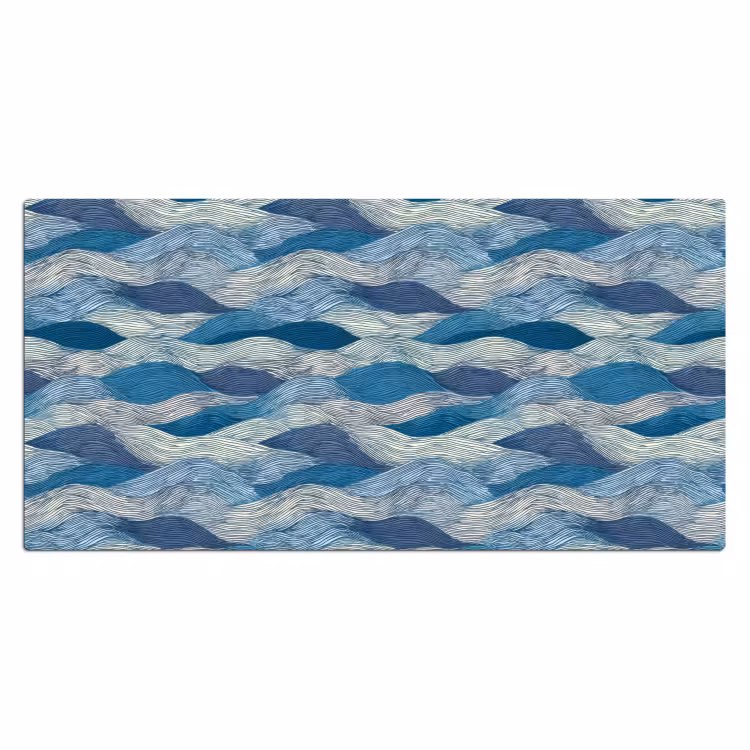 Getekend - Blauw - Wit - Golvend - Streepjes Muismat XXL klein 681 -3d_leeg