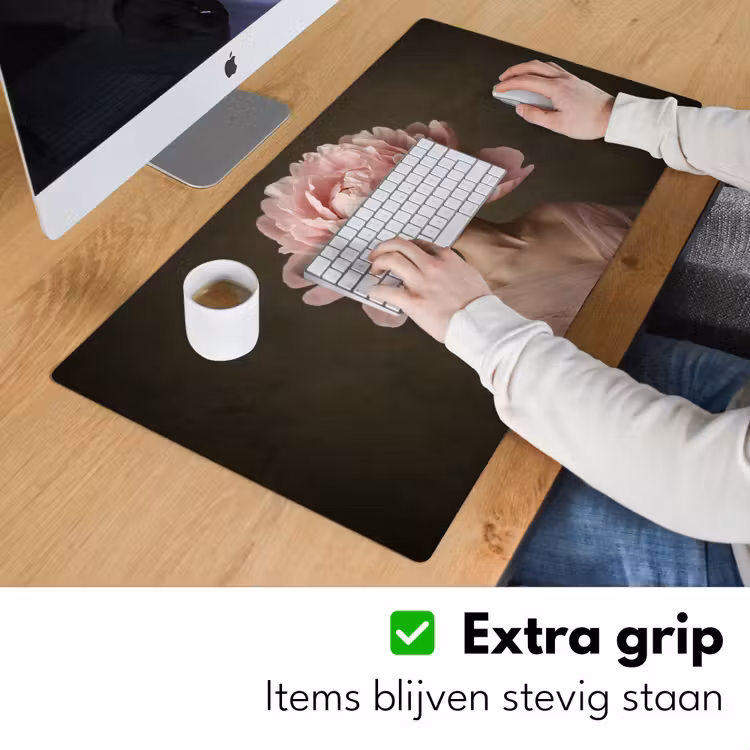 Gezicht - Roos - Roze Muismat XXL klein -sfeer3