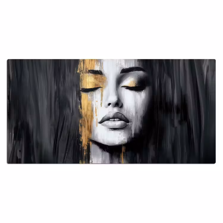 Gezicht - Vrouw - Penseelstreken - Abstract Muismat XXL klein -3d_leeg