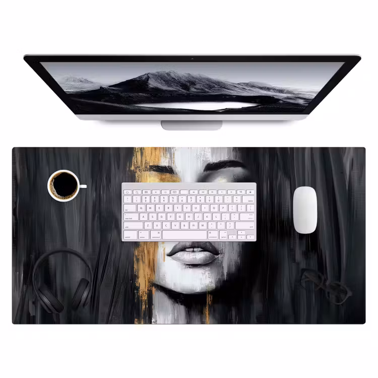 Gezicht - Vrouw - Penseelstreken - Abstract Muismat XXL klein -3d