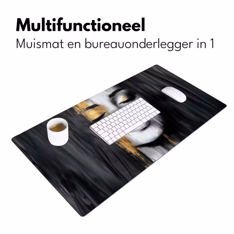 Gezicht - Vrouw - Penseelstreken - Abstract Muismat XXL klein -sfeer4
