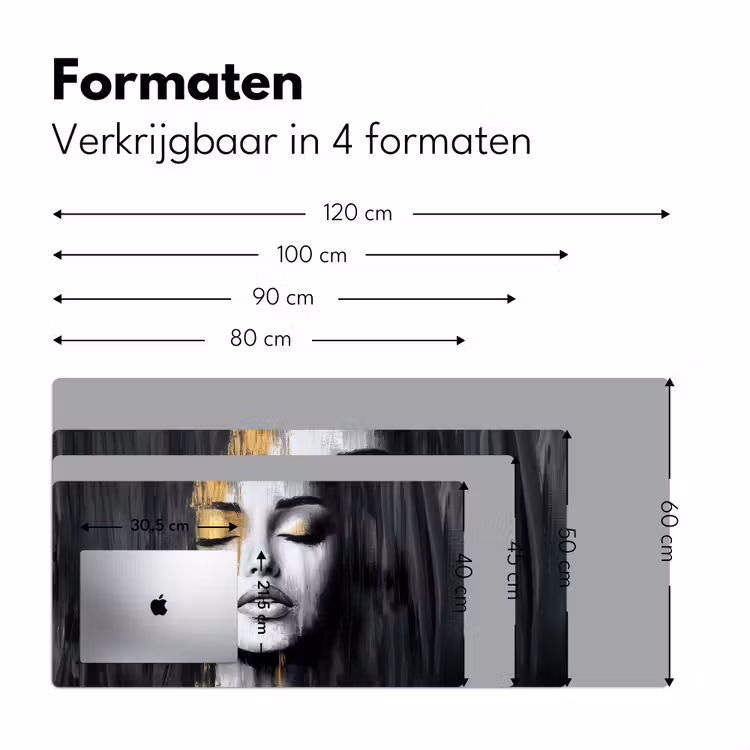 Gezicht - Vrouw - Penseelstreken - Abstract Muismat XXL klein -sfeer5