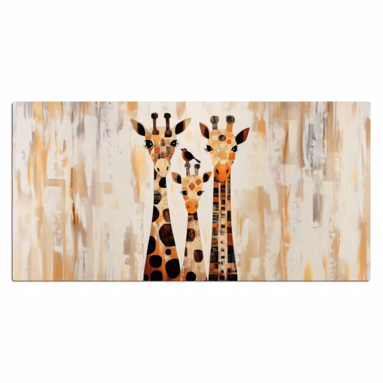 Giraffen - Cartoon - Crème Muismat XXL klein -3d_leeg
