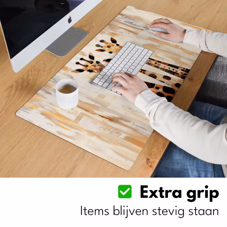 Giraffen - Cartoon - Crème Muismat XXL klein -sfeer3