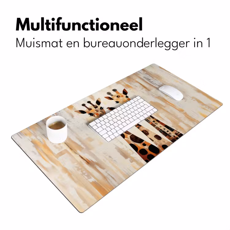 Giraffen - Cartoon - Crème Muismat XXL klein -sfeer4