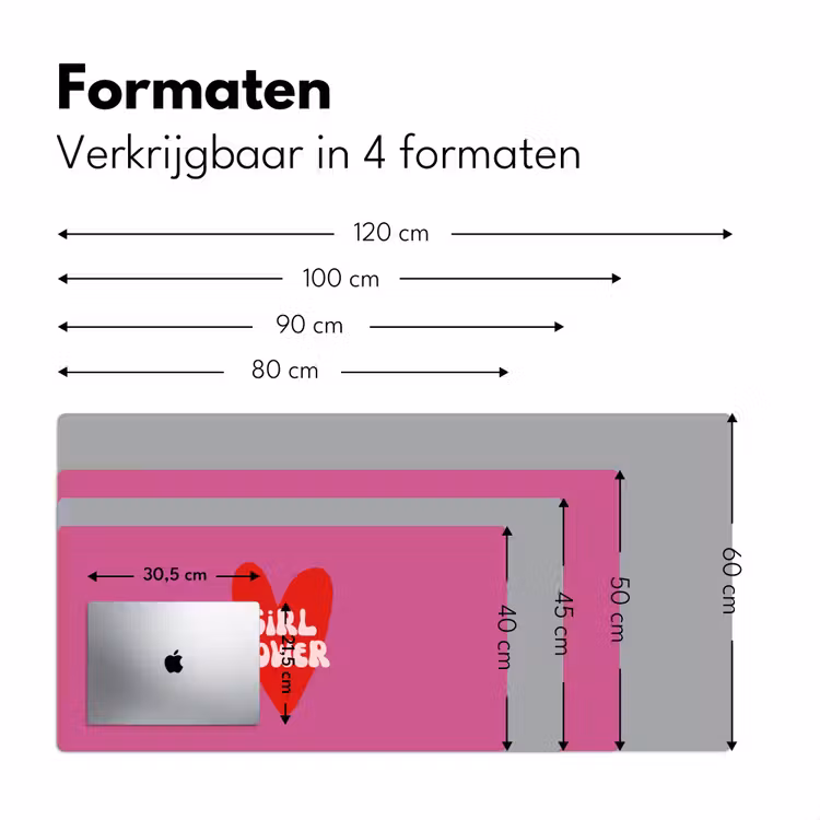 Girl power - Hart - Roze - Rood Muismat XXL klein -sfeer5