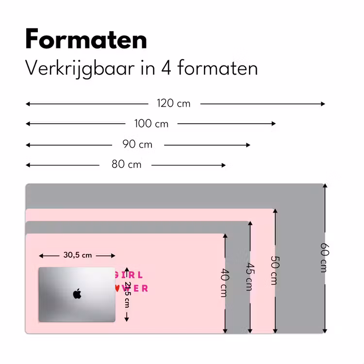 Girl power - Roze - Hartje Muismat XXL klein -sfeer5
