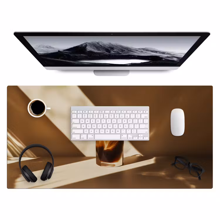 Glas - Ijskoffie - Schaduw - Bruin Muismat XXL klein -3d