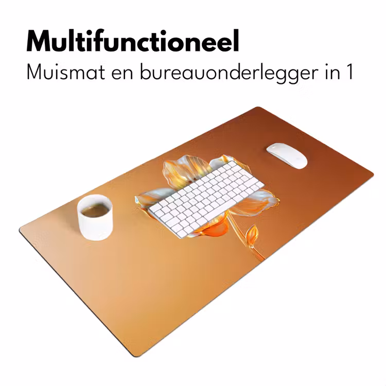 Glazen - Bloem - Oranje Muismat XXL klein -sfeer4