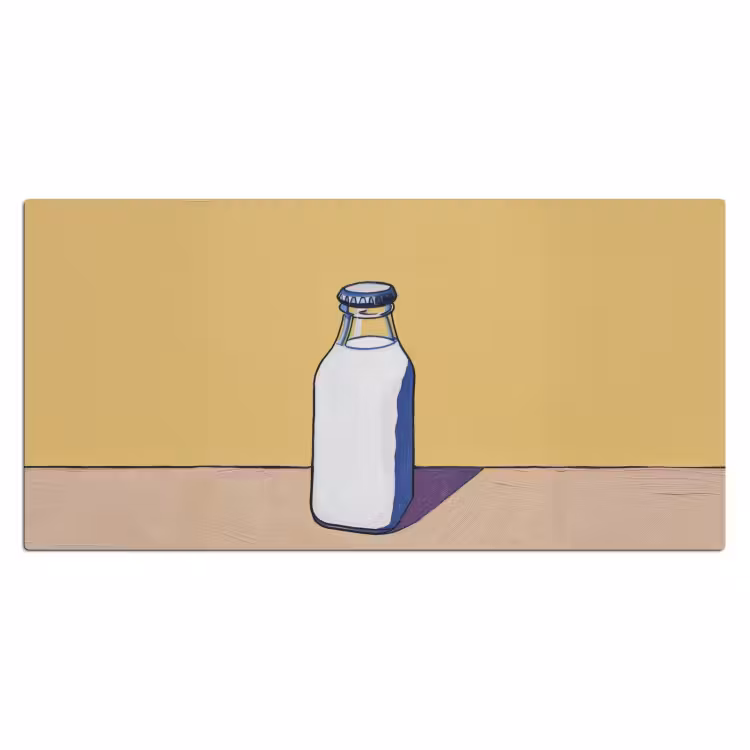 Glazen - Fles - Illustratie - Melk Muismat XXL klein -3d_leeg