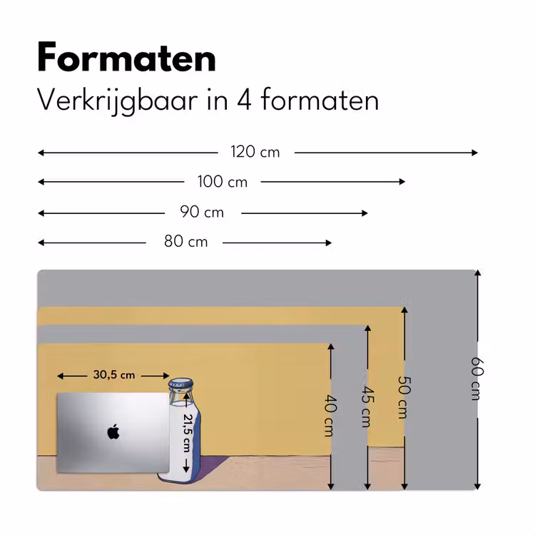 Glazen - Fles - Illustratie - Melk Muismat XXL klein -sfeer5