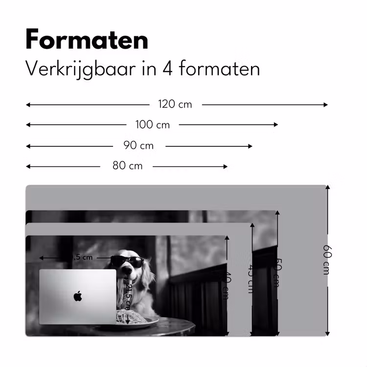 Golden Retriever - Hond - Vrolijk - Bord spaghetti - Zwart - wit Muismat XXL klein -sfeer5