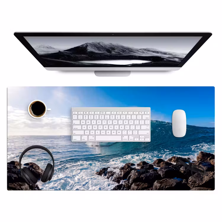 Golf - Oceaan - Brekend - Water - Blauw Muismat XXL klein -3d