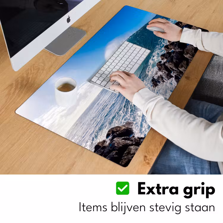 Golf - Oceaan - Brekend - Water - Blauw Muismat XXL klein -sfeer3
