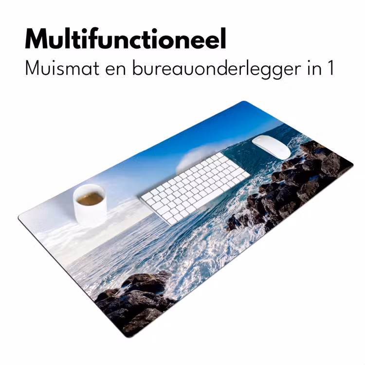 Golf - Oceaan - Brekend - Water - Blauw Muismat XXL klein -sfeer4