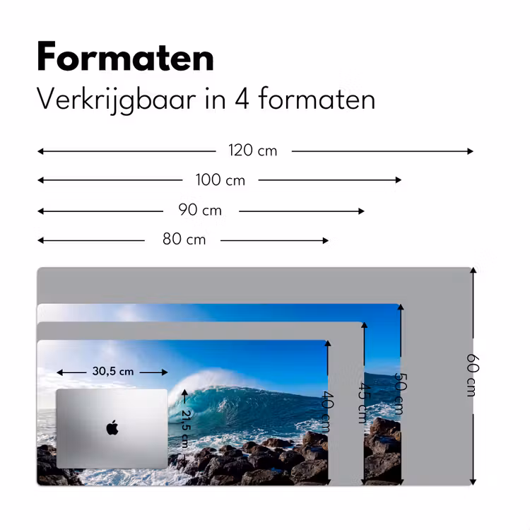Golf - Oceaan - Brekend - Water - Blauw Muismat XXL klein -sfeer5