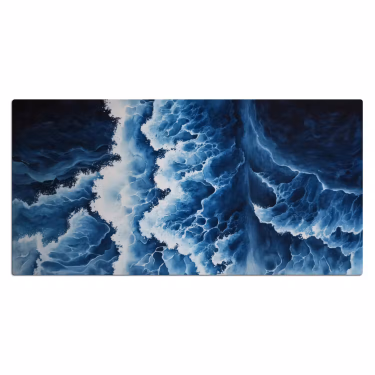 Golven - Blauw - Schuim Muismat XXL klein -3d_leeg