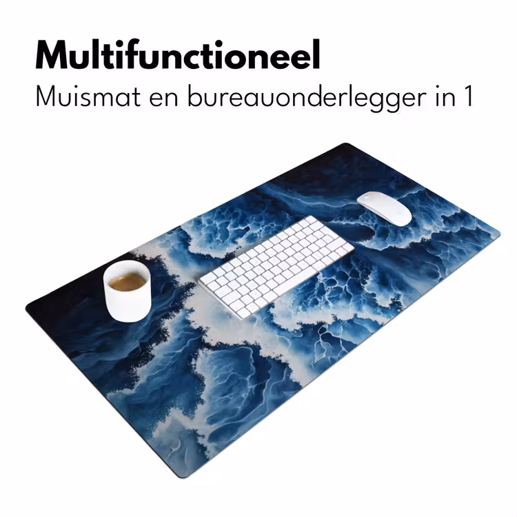 Golven - Blauw - Schuim Muismat XXL klein -sfeer4