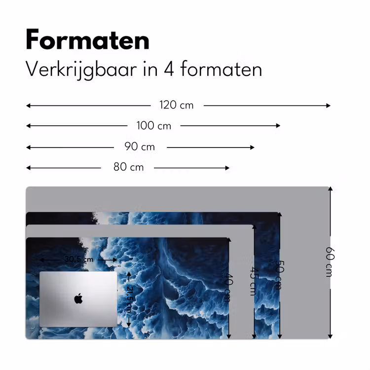 Golven - Blauw - Schuim Muismat XXL klein -sfeer5