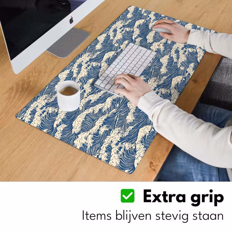 Golven - Klassiek - Blauw Muismat XXL klein 681 -sfeer3