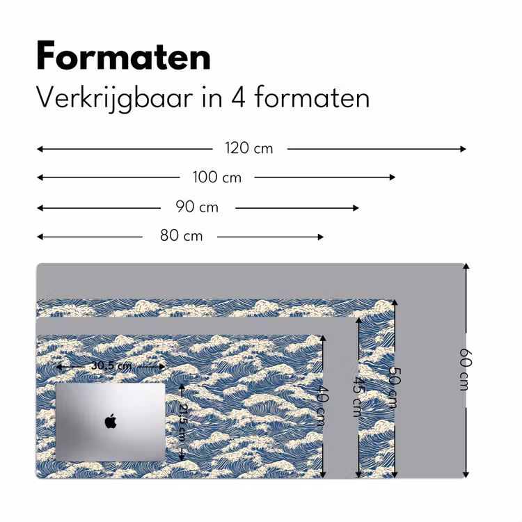 Golven - Klassiek - Blauw Muismat XXL klein 681 -sfeer5