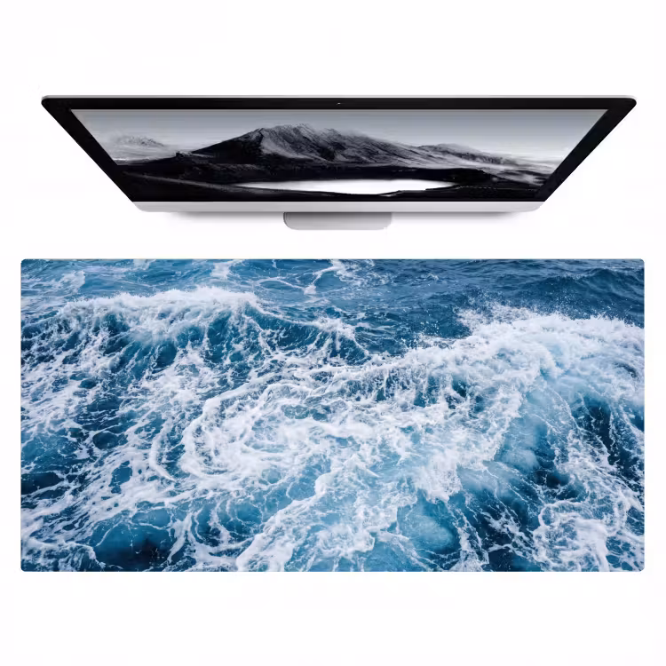 Golven - Oceaan - Blauw Muismat XXL klein -zzz3d