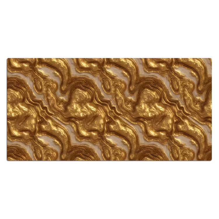 Golven - Organisch - Goud - Crème Muismat XXL klein 681 -3d_leeg