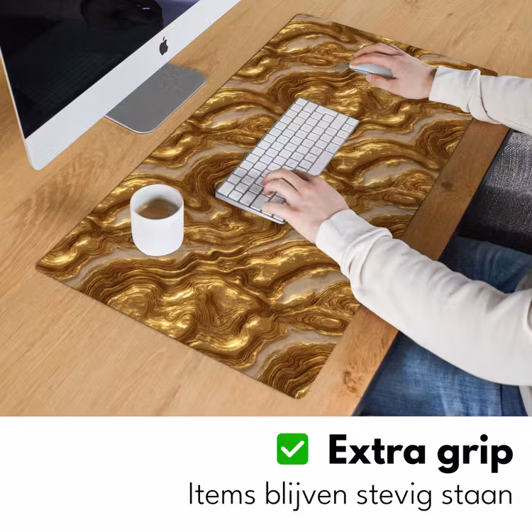 Golven - Organisch - Goud - Crème Muismat XXL klein 681 -sfeer3