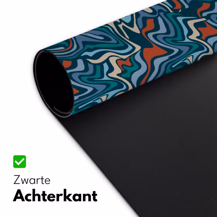Golven - Retro - Blauw - Patroon Muismat XXL klein 681 -sfeer2