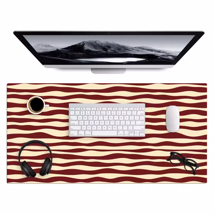 Golven - Rood - Patroon - Crème Muismat XXL klein 681 -3d