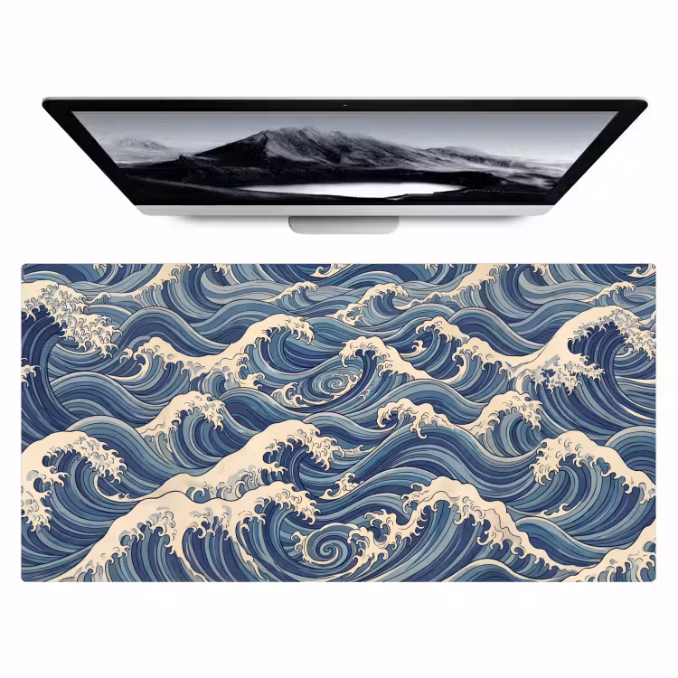 Golven - Zee - Natuur - Abstract - Blauw Muismat XXL klein -zzz3d