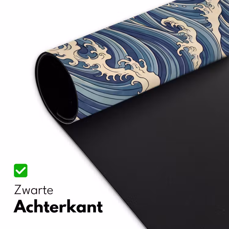 Golven - Zee - Natuur - Abstract - Blauw Muismat XXL klein -sfeer2