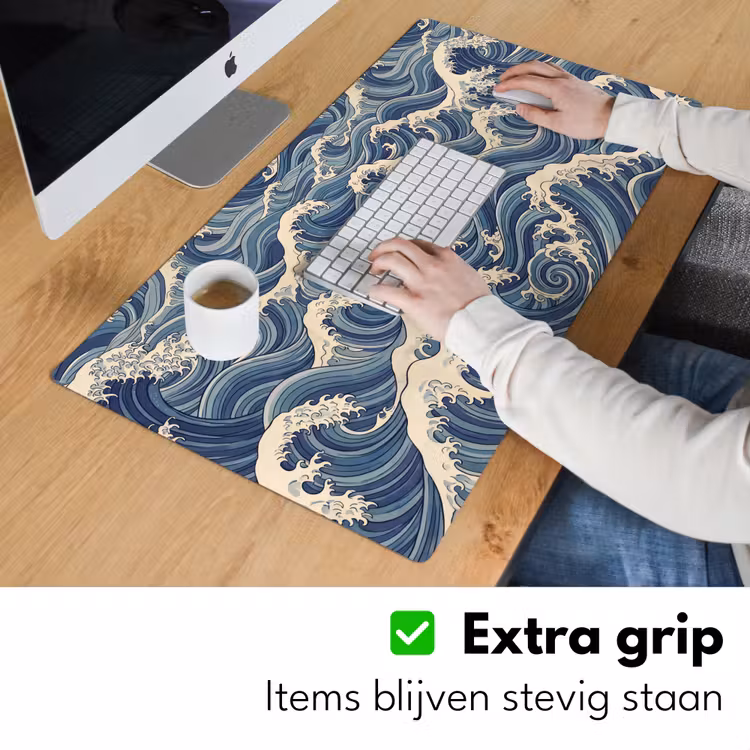 Golven - Zee - Natuur - Abstract - Blauw Muismat XXL klein -sfeer3