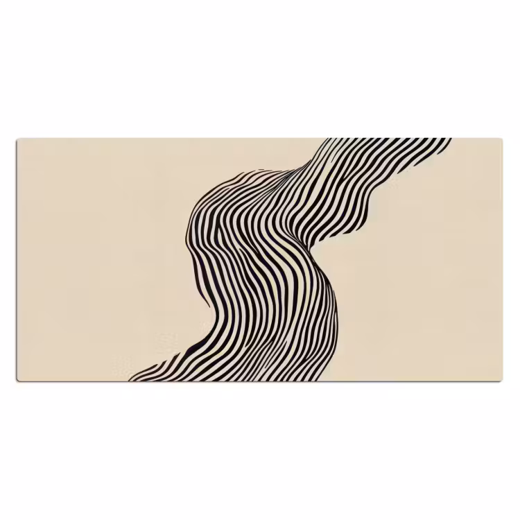 Golvend - Lijnen - Abstract - Silhouet Muismat XXL klein -3d_leeg
