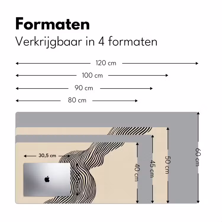Golvend - Lijnen - Abstract - Silhouet Muismat XXL klein -sfeer5