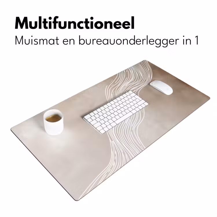 Golvende lijnen - Vloeiend - Zandkleurig Muismat XXL klein -sfeer4