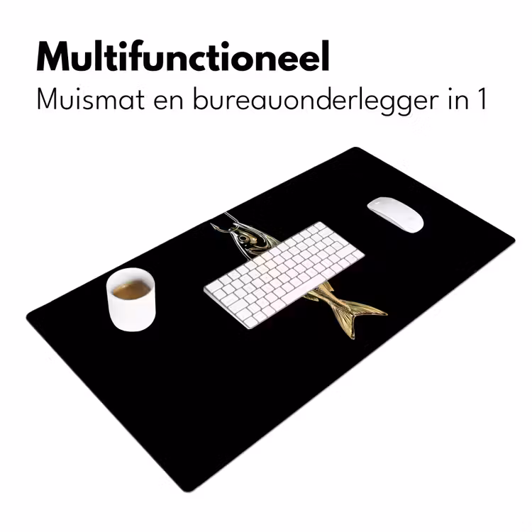 Goud - Vis - Haak - Zwart Muismat XXL klein -sfeer4