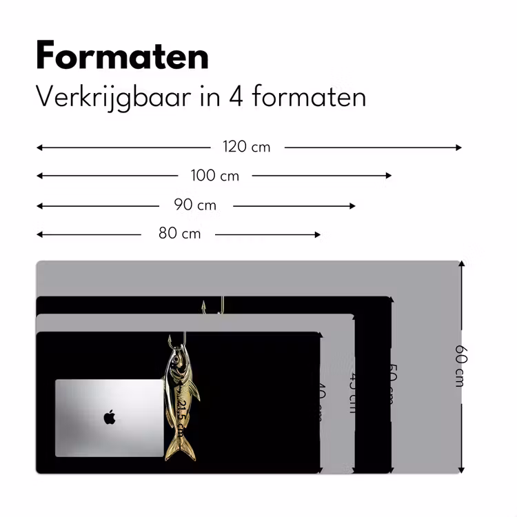 Goud - Vis - Haak - Zwart Muismat XXL klein -sfeer5