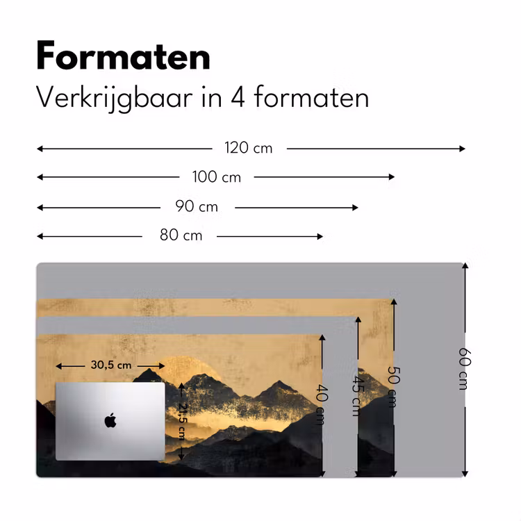 Gouden Bergen bij Maanlicht Muismat XXL klein -sfeer5