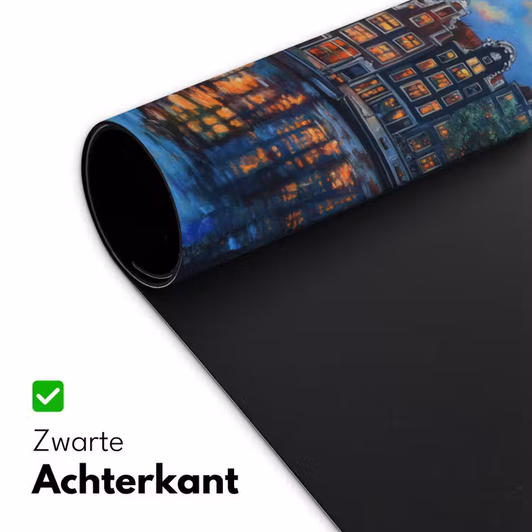 Grachten Amsterdam - Huizen - Stad - Kleurrijk Muismat XXL klein -sfeer2